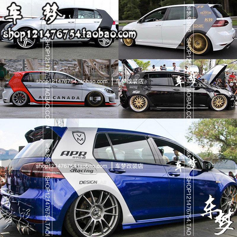 适用于大众高尔夫7 6 8 Rline C柱装饰贴纸 GTI POLO改装车贴拉花