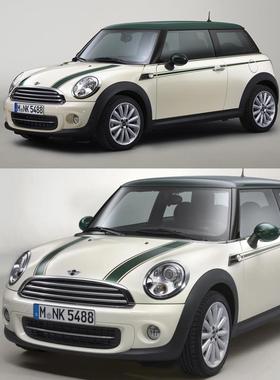 适用宝马MINI Cooper JCW引擎盖拉花F56 R55 F60机盖绿色车贴贴纸