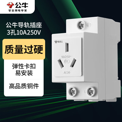 公牛模数化导轨插座3孔插座10A