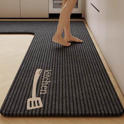 厨房地垫防滑防油可擦免洗专用家用耐脏7字l型脚垫吸水转角边地毯
