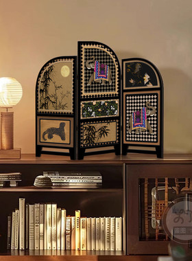 中古风桌面屏风小摆台装饰画