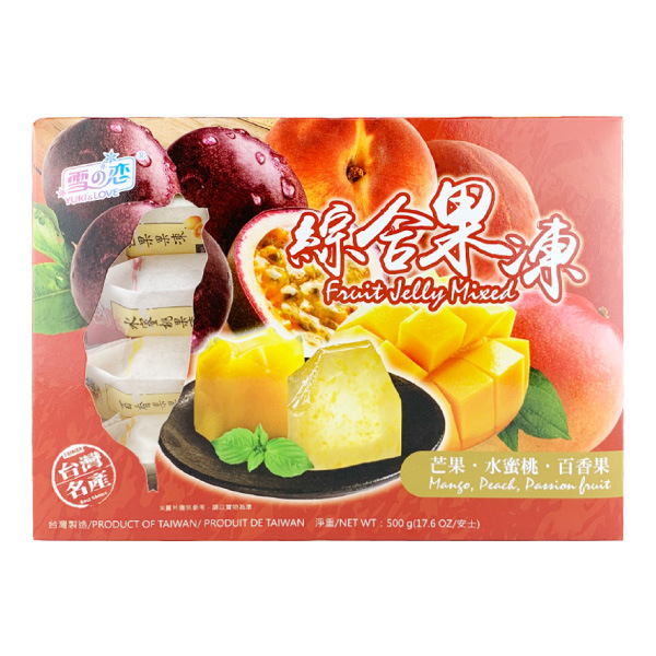 台湾雪之恋果冻500g水蜜桃冻果肉果味零食芒果荔枝蓝莓百香果多味