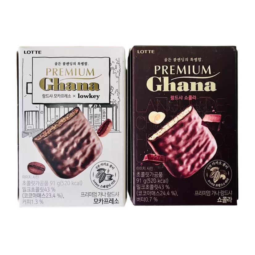 乐天摩卡味巧克力饼干韩国进口零食Ghana加纳曲奇饼干91g