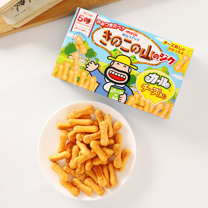 日本进口明治蘑菇山芝士味饼干办公室下午茶网红儿童解馋零食小吃