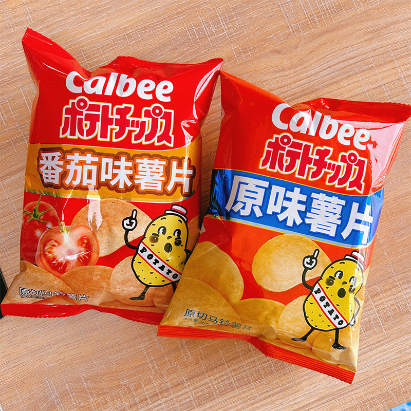 12袋 Calbee卡乐比薯片30g番茄味日式休闲膨化零食原切马铃薯片
