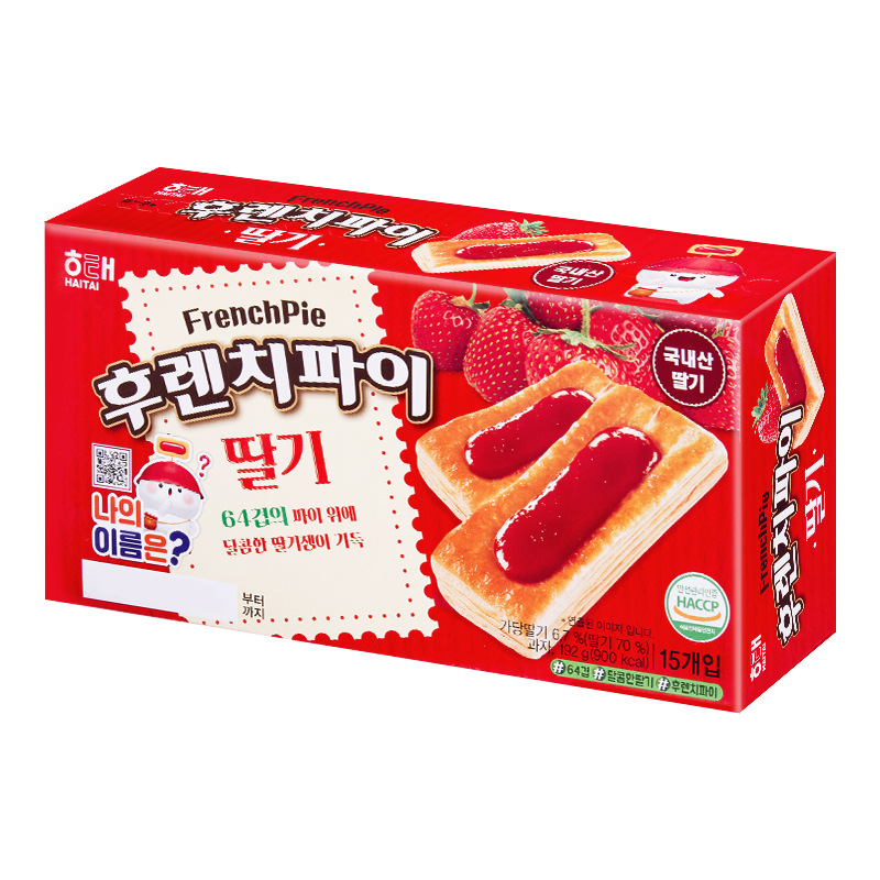 韩国进口 海太苹果草莓果酱派点心榛子巧克力千层酥饼干零食盒装