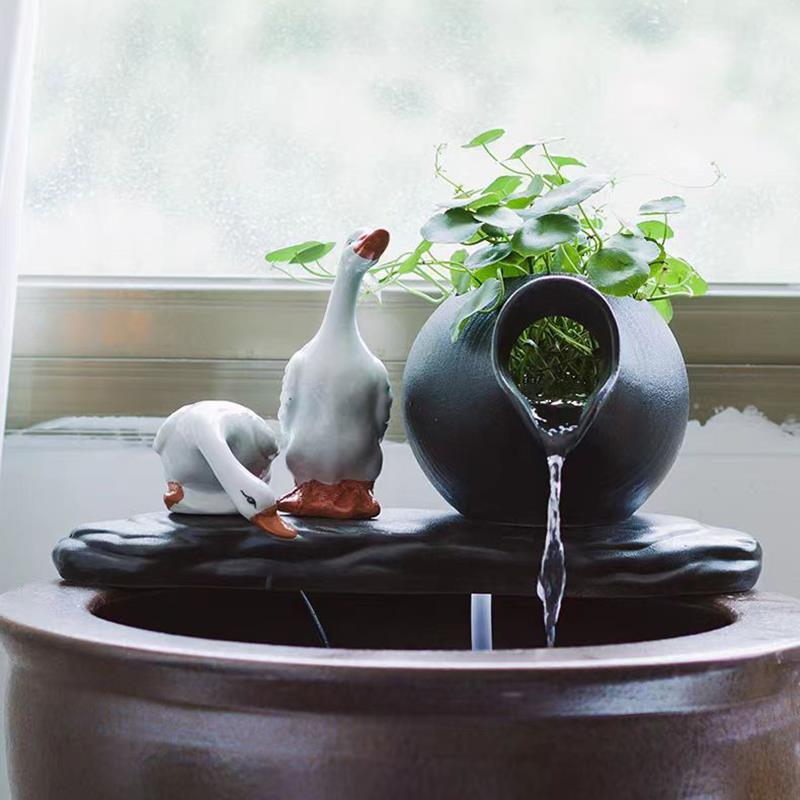 创意古法养鱼缸上流水摆件配件陶罐喷泉循环水增氧过滤出水口造景