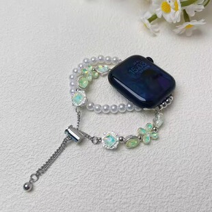 苹果手表适用珍珠链适用苹果apple iwatch10表带女高级感