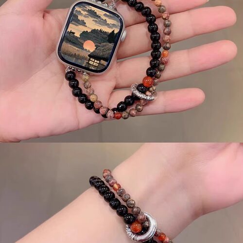 中式美学小米手环天然石串珠表带