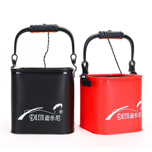EVA带绳打水桶钓鱼折叠桶活鱼桶装鱼桶带网桶渔具用品提水桶送绳