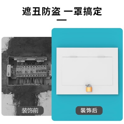 PZ30家用配电箱盖板带锁电表箱18回路电箱门盖子防护罩免打孔明锁