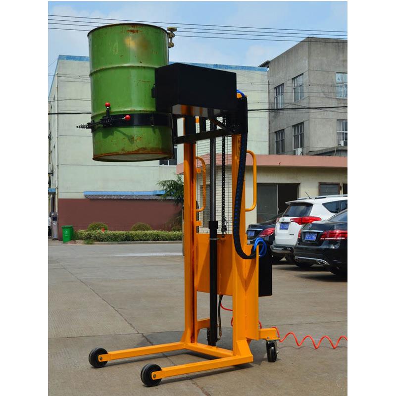 DA500铁桶塑料桶倒料叉车带气动泵升降堆高翻转车气动油桶倾倒车