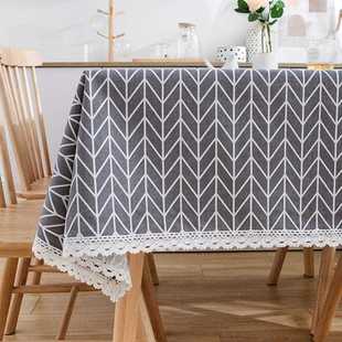 布棉麻格垫子餐桌茶几盖台布家用学习卧柜室床头长桌方形 日式