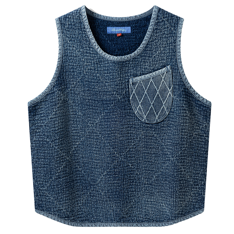 DANIELKATE全棉靛蓝刺子马甲