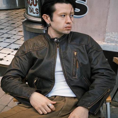 头层牛皮水洗擦色毒液皮衣真皮