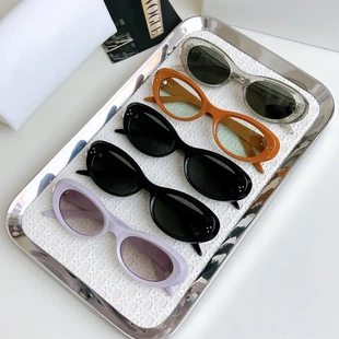 2025新款GM复古椭圆框板材猫眼墨镜cocoa旅游度假甜妹太阳镜防晒