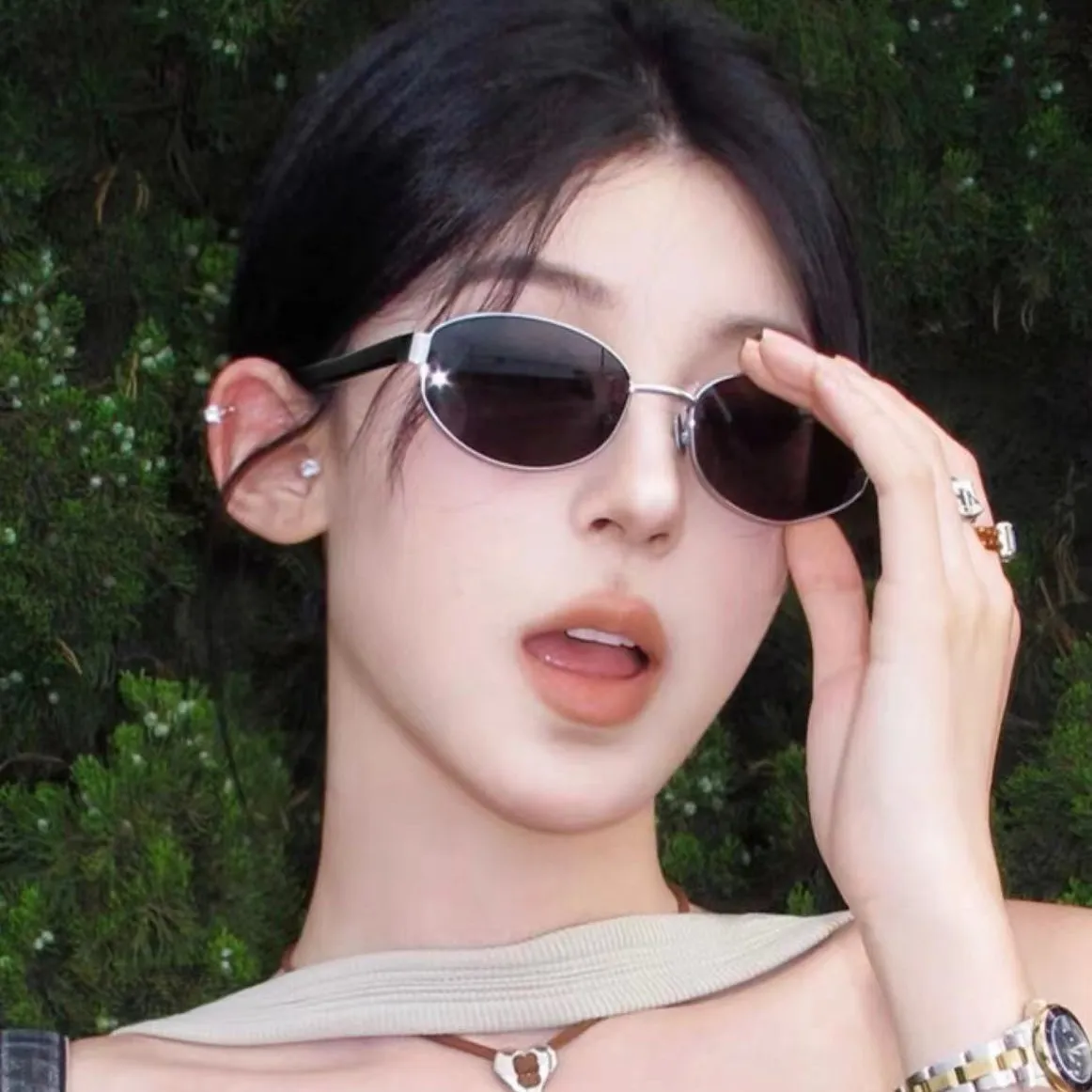 BC2040椭圆金丝防紫外线墨镜女