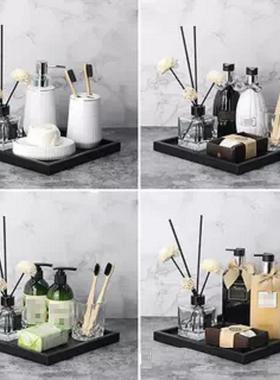 卫浴软装饰品简约样板房家居摆件卫生间展厅浴室柜托盘组合