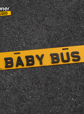 汽车改装定制装饰牌宝宝巴士车牌BABY BUS下面小牌3D立体贴副牌