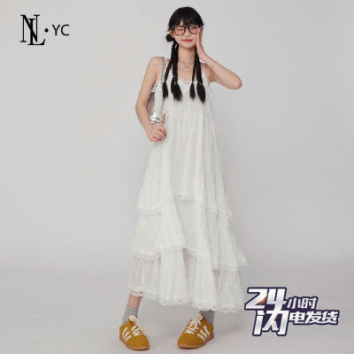白色蕾丝吊带洋装女2025