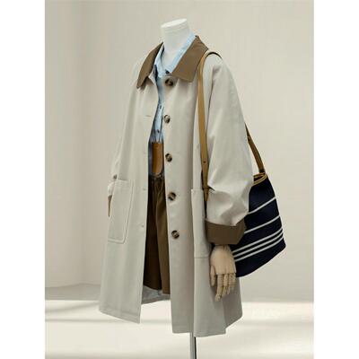 高级感撞色风衣外套女202