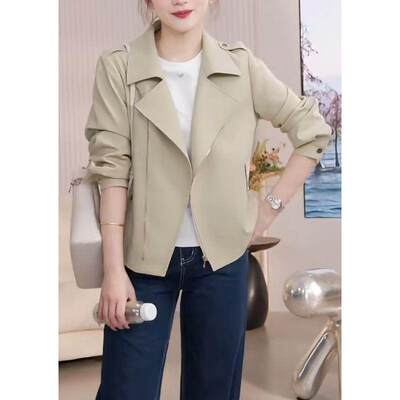 休闲翻领夹克外套女2025