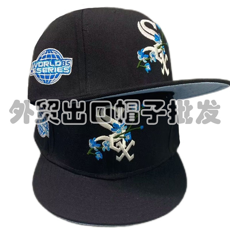 thumbnail for Foreign trade American style hat Sox fully enclosed non-adjustable hip hop hip hop embroidery size cap baseball cap flat brim hat