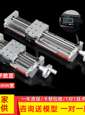 手动直线滑台模组T型丝杆小型微调电子尺数显十字精密导轨NS100-D