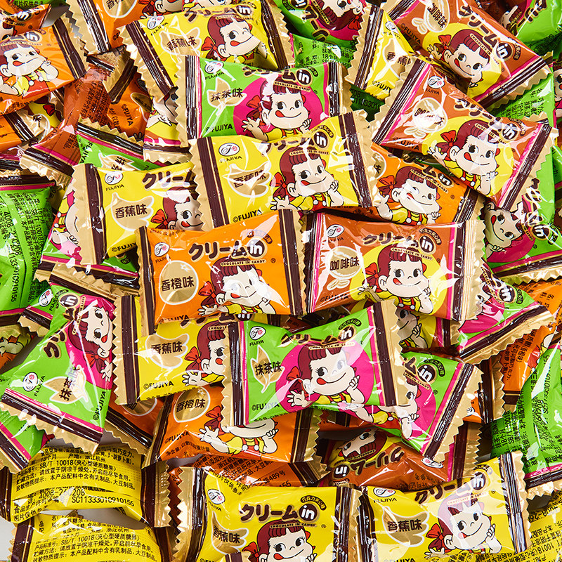 不二家巧克力夹心牛奶硬糖果水果味结婚喜糖网红休闲零食品批发