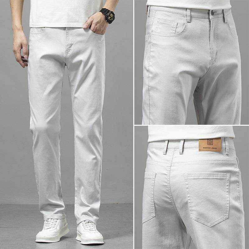 直筒牛仔裤男色牛布夏季天丝薄款色牛修身型长裤直筒牛仔裤男潮流