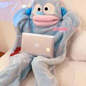 小丑鱼连体睡衣儿童珊瑚绒加厚冬季 卡通大嘴鱼搞怪儿童睡袍家居服