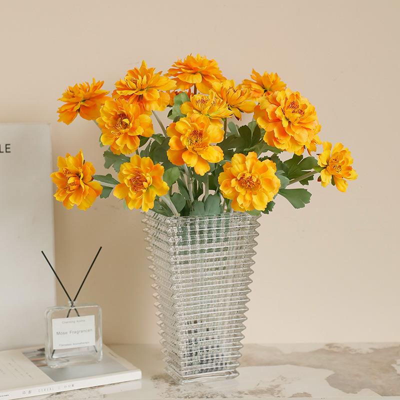 仿真芍药3头植绒芍药枝仿芍药单真花 插婚庆家居样板间装饰花