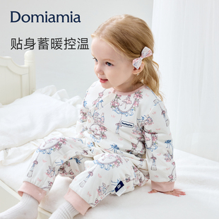 Domiamia宝宝夹棉连体衣婴儿睡衣秋冬款加厚保暖新生儿哈衣爬服