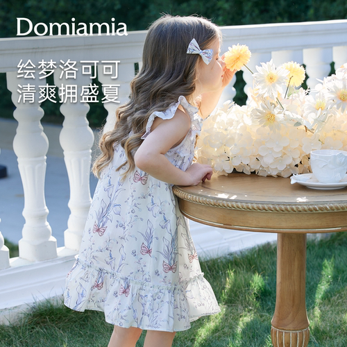 Domiamia女童连衣裙童装公主裙夏季外出薄款透气不闷短袖宝宝裙子