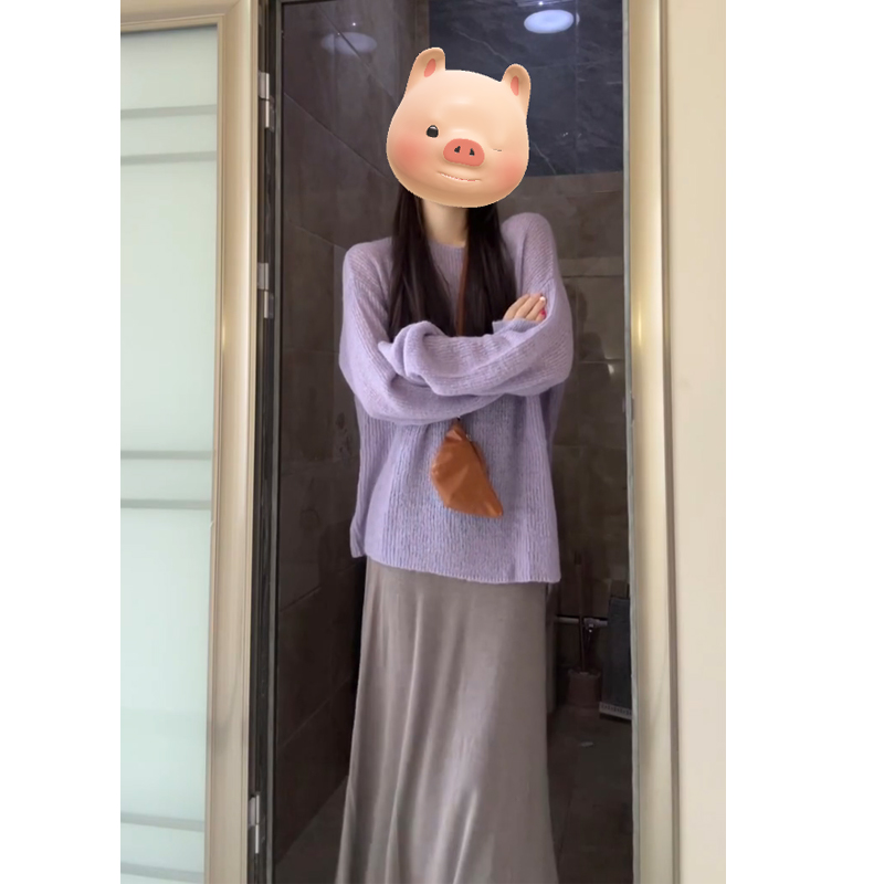 慵懒风长袖针织衫女气质减龄上衣