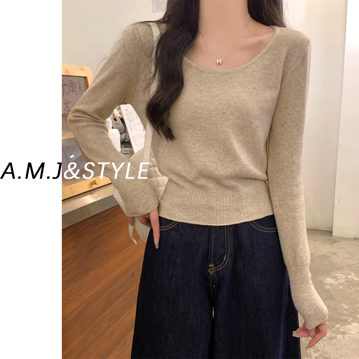 安迪绒针织打底衫女秋冬