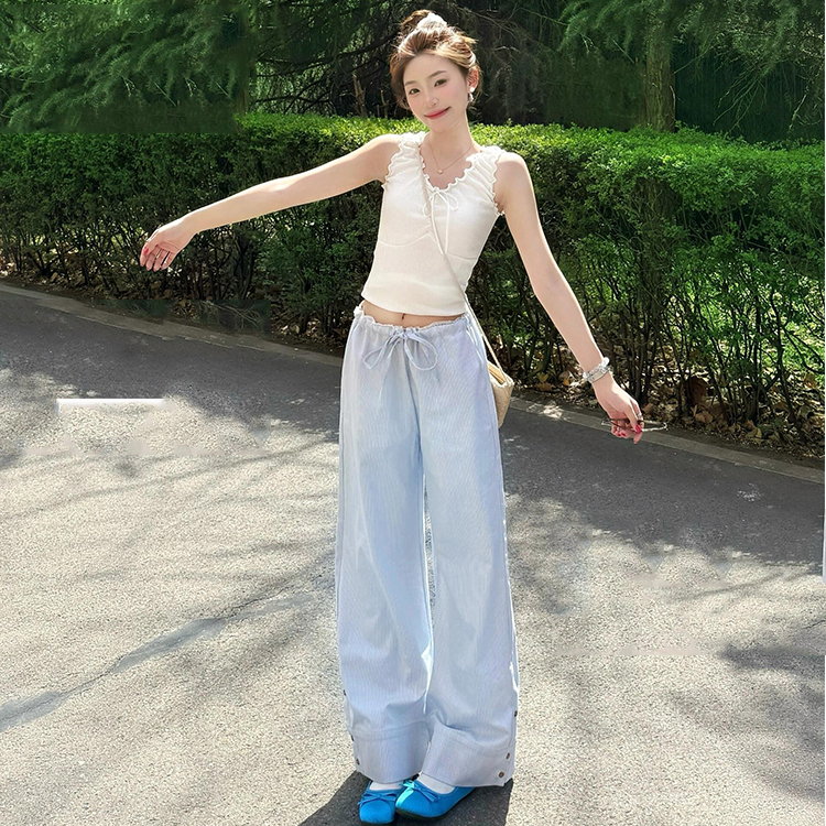 蝴蝶结吊带小背心木耳边性感上衣