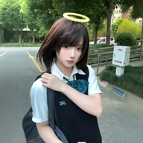 日系JK天使光环黄色鸭嘴夹拍照