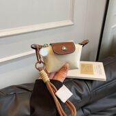 撞色迷你饺子包男女零钱包尼龙小包车钥匙口红收纳包耳机包挂件