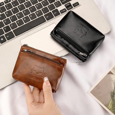 复古KT猫零钱包女式新款小巧可爱便携耳机钥匙证件随身拉链小卡包