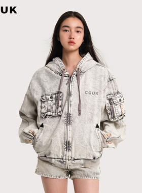 【明星同款】CGUK 连帽牛仔外套宽松连帽外套