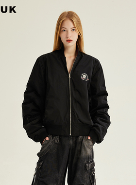 【敖瑞鹏同款】CGUK冬季新款中性棉服黑红两面穿飞行员夹克棉服