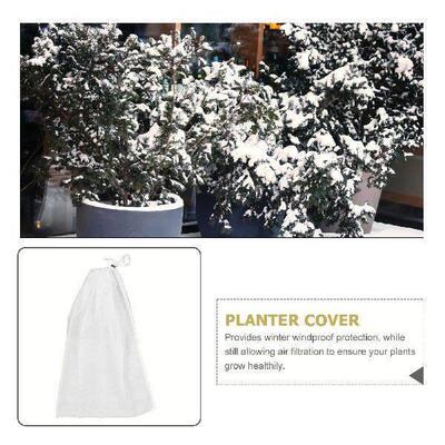 2 Pcs Flower Pot Plant Freeze Cover Drawstring Thicken