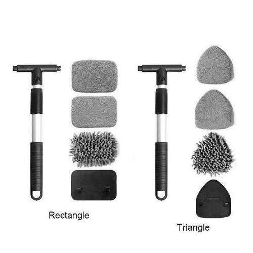 Telescopic Window Defog Brush with Replace Pad Aluminum