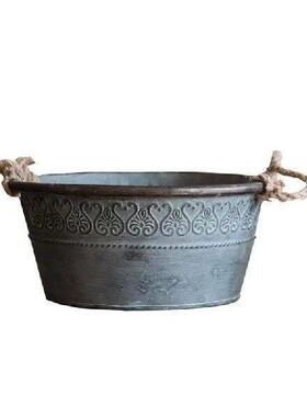 85WF Declutter and Decorate Round Bucket Planter Farmhouse