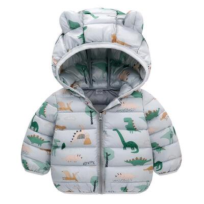 Baby Boys Girls Down Coats Long Sleeve Cartoon Dinosaur Prin