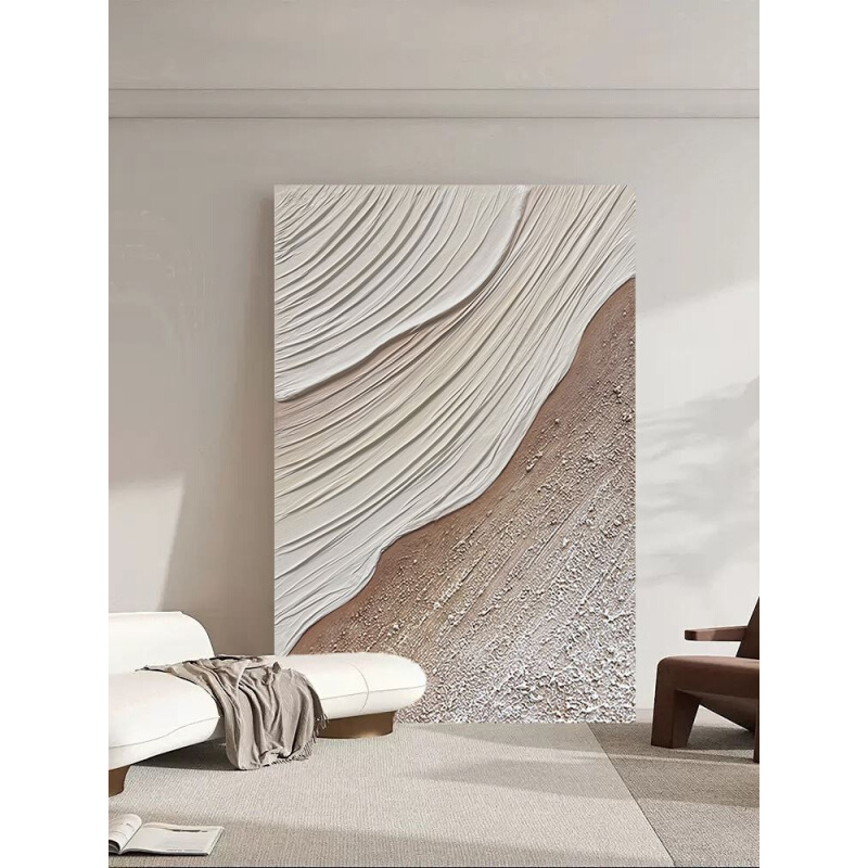 纯手绘油画 现代抽象布艺立体肌理挂画 客厅玄关走廊装饰画 踏浪图片