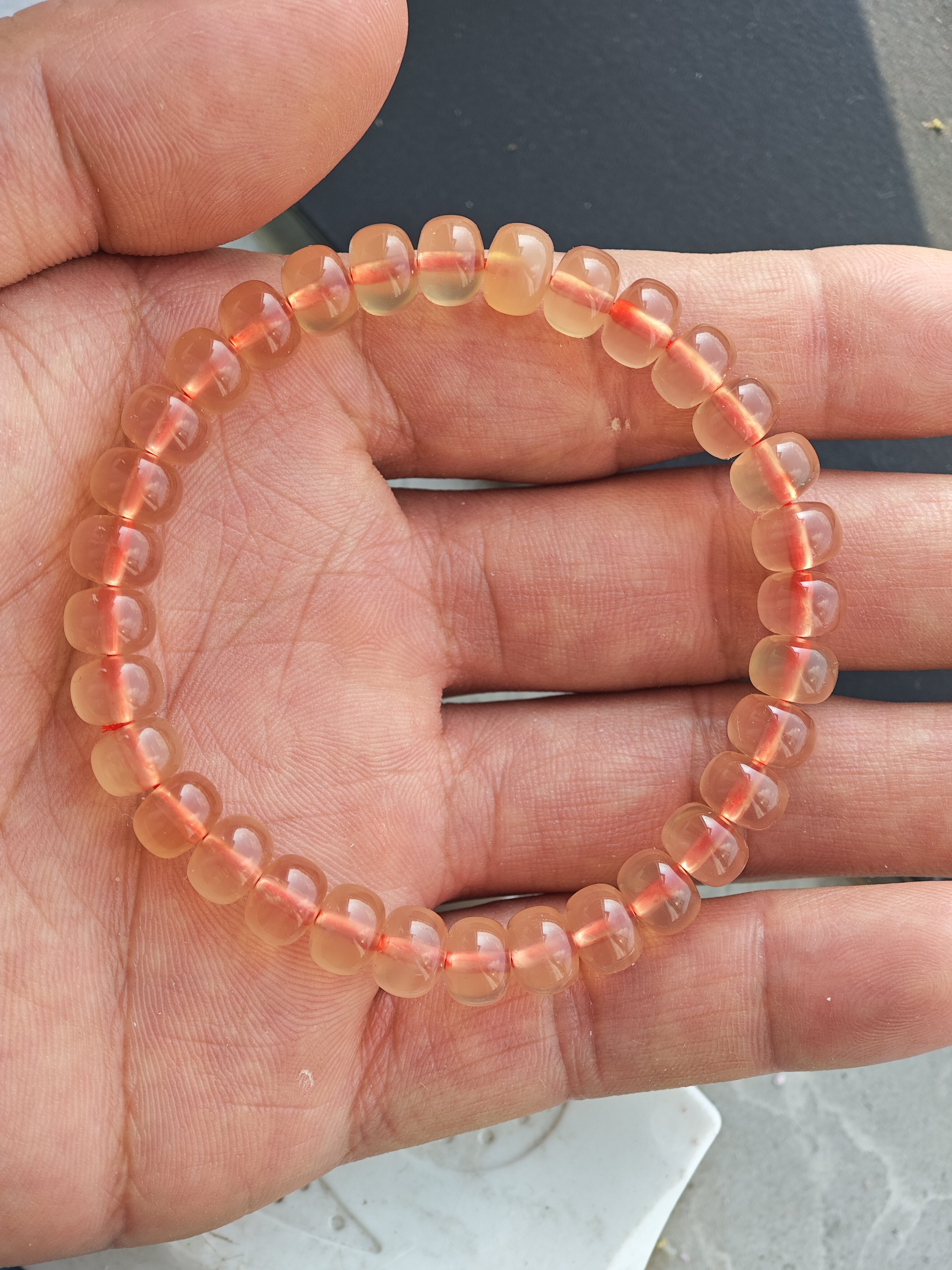 天然青鱼石手串红色算盘珠串手串