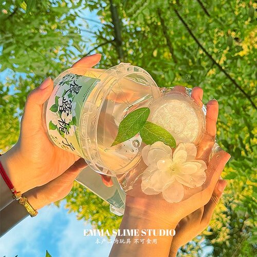 EMMA家栀子花巨筋透明筋泡假水筋膜感史莱姆手工儿童解压玩具泥巴