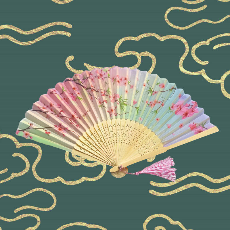 扇子折扇中国风女式古风流苏夏日随身古典古装古代汉服折叠小竹扇